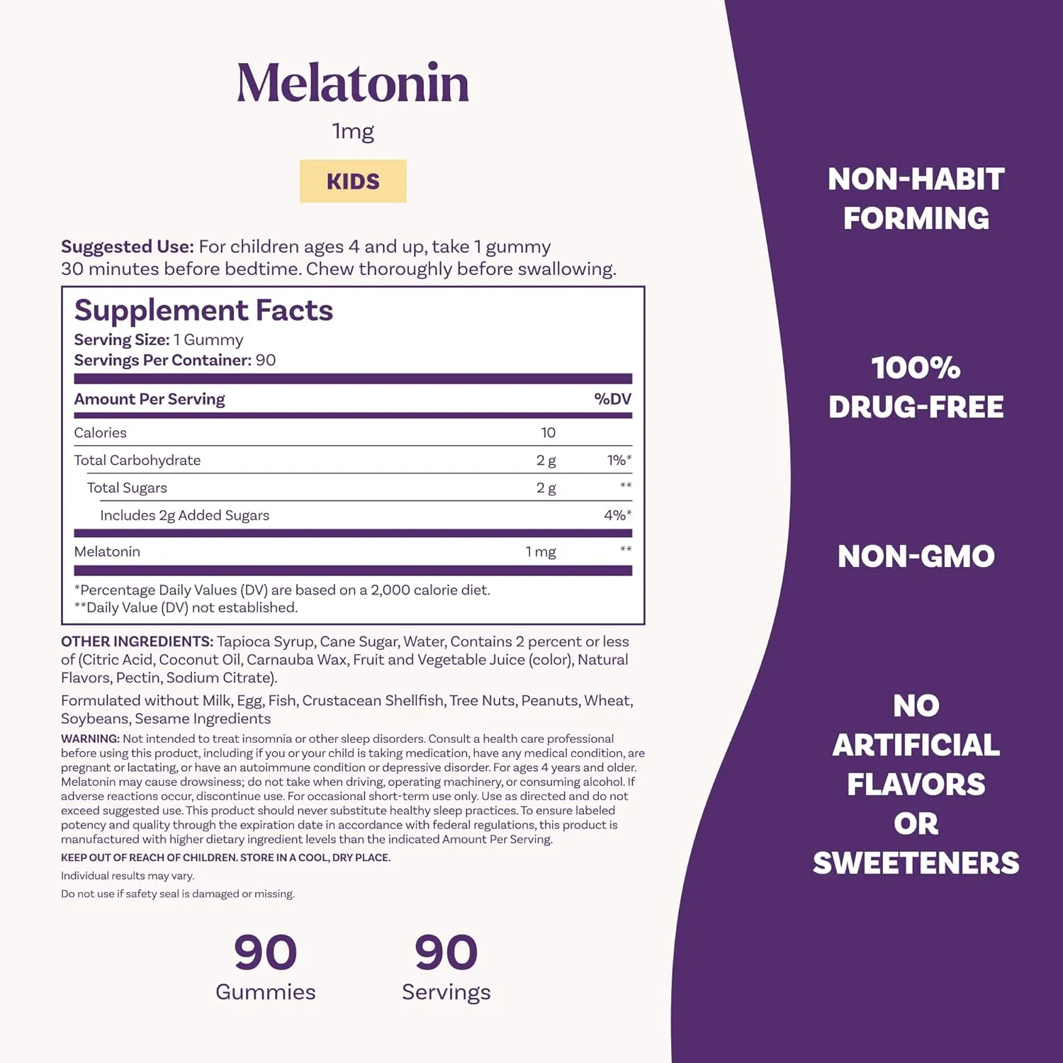 Natrol Kids Melatonin Gummies 1mg, Children's Melatonin for Restful Sleep, 90 Raspberry-Flavored Sleep Gummies, 90 Day Supply