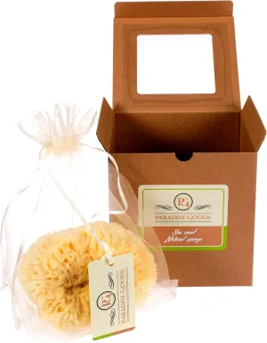 Natural Yellow Sea Wool Sponge 6 Inches. Perfect for Bath, Shower & Body Care. Super Soft & Not Skin Irritating. Baby Approved. Luxury Sponge in a Bag & Craft Box