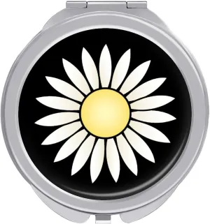 Nature Flowers Daisy Travel Makeup Mirror 2-Sided 1x 2X Magnification Portable Mini Mirror for Handbag Purse Pocket