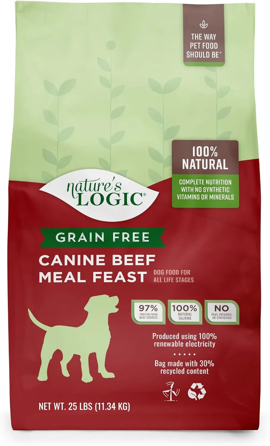 Nature's Logic Grain-Free Dry Dog Food - All-Natural, High Protein, No Synthetic Vitamins/Minerals - Gluten Free - Supports Healthy Digestion - All Breeds & Ages - Beef Meal Feast, 25lbs