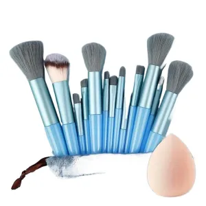 NEW 13PCS Makeup Brushes Set Soft Eyeshadow Highlighter Foundation brush Concealer Detail Brush Women Beauty Tool Christmas Gift(Blue with bag)