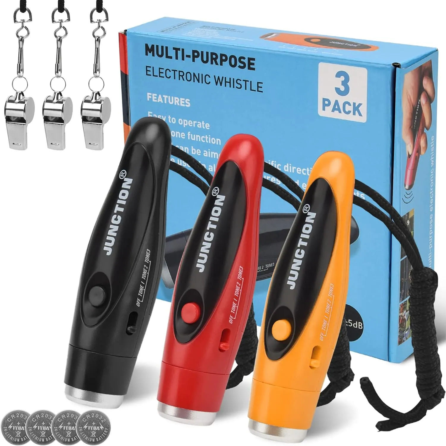 [New Electronic Whistles 3 Pack, Loudest Electric Whistles 3 Tones High Volume Whistle Hand Held for Coaches Referees Training Whistle, Outdoor Hiking Emergency Rescue Whistle Gifts