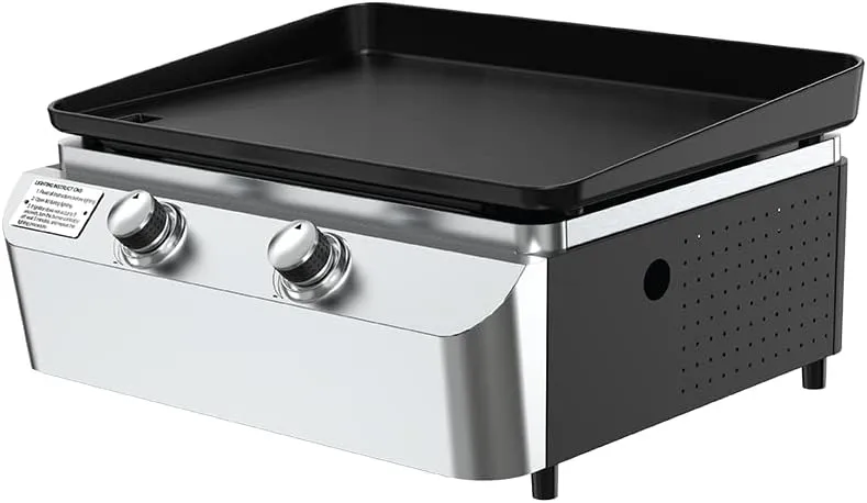 Nexgrill 2-Burner Propane Gas Tabletop Griddle, 19,000 BTUs, 323 SQ In, Stainless Steel Control Panel, Small Portable Propane Griddle for Outdoor Cooking, Camping, BBQs, and More - 820-0061