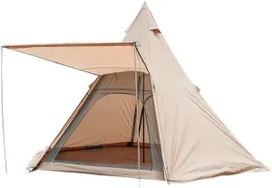 NIEH Adult Indian Teepee Tent, Pyramid Tent Double Layer 5-8 Person Camping Tent for Camping, Backpacking, Thru-Hiking and Kayaking or Canoeing, 450X390X300CM, Khaki
