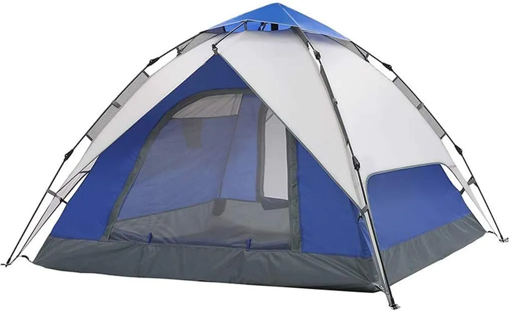 NIEH Pop Up Automatic Camping Tent Rainrproof Windproof Multifunction Lightweight 3-4 Person Family Tent,Blue