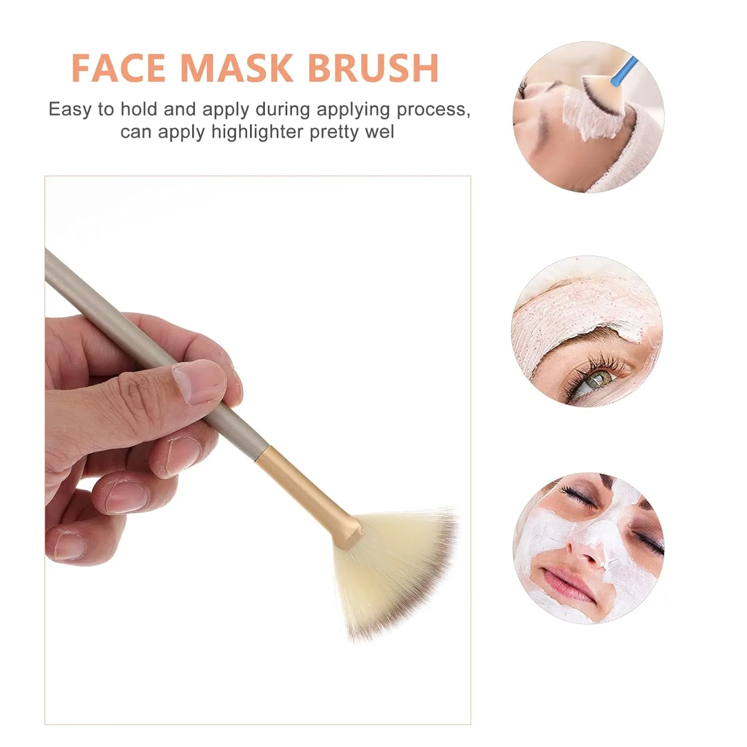 NOLITOY 12pcs Fan Makeup Brush Wooden Handles for Gel Masks Creams Highlighters Fluffy Gentle Applicators for Facial Care Precise Cosmetic Application