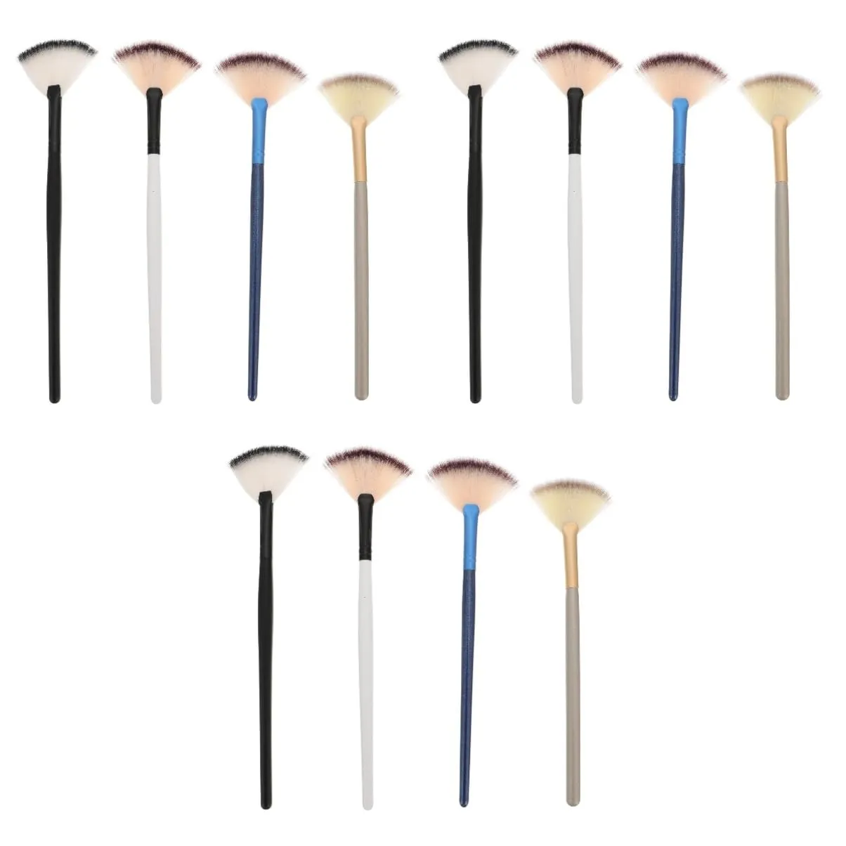 NOLITOY 12pcs Fan Makeup Brush Wooden Handles for Gel Masks Creams Highlighters Fluffy Gentle Applicators for Facial Care Precise Cosmetic Application
