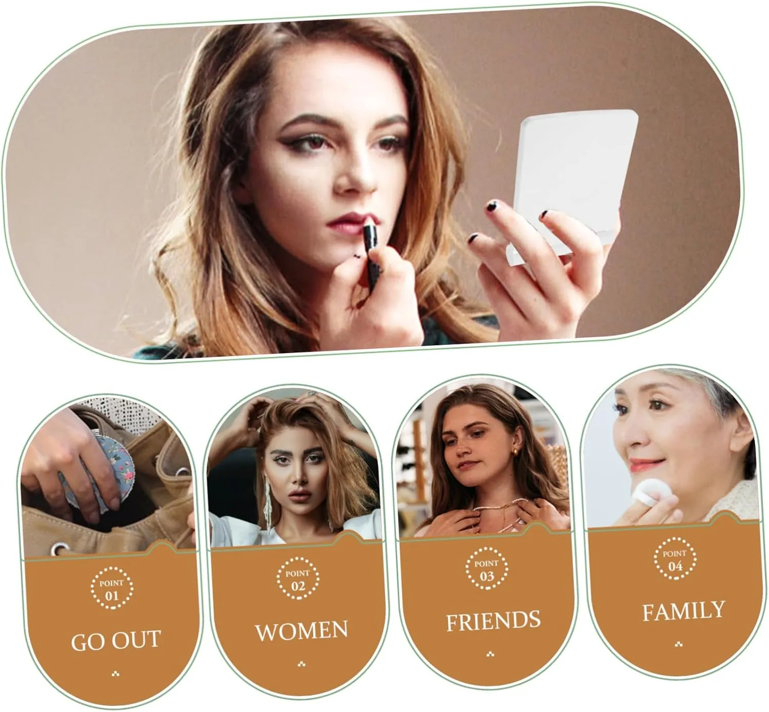 NOLITOY 3pcs Led Folding Lighted Makeup Mirror Portable Travel Compact Vanity Mirror for Women for Makeup Artists Convenient Led Use