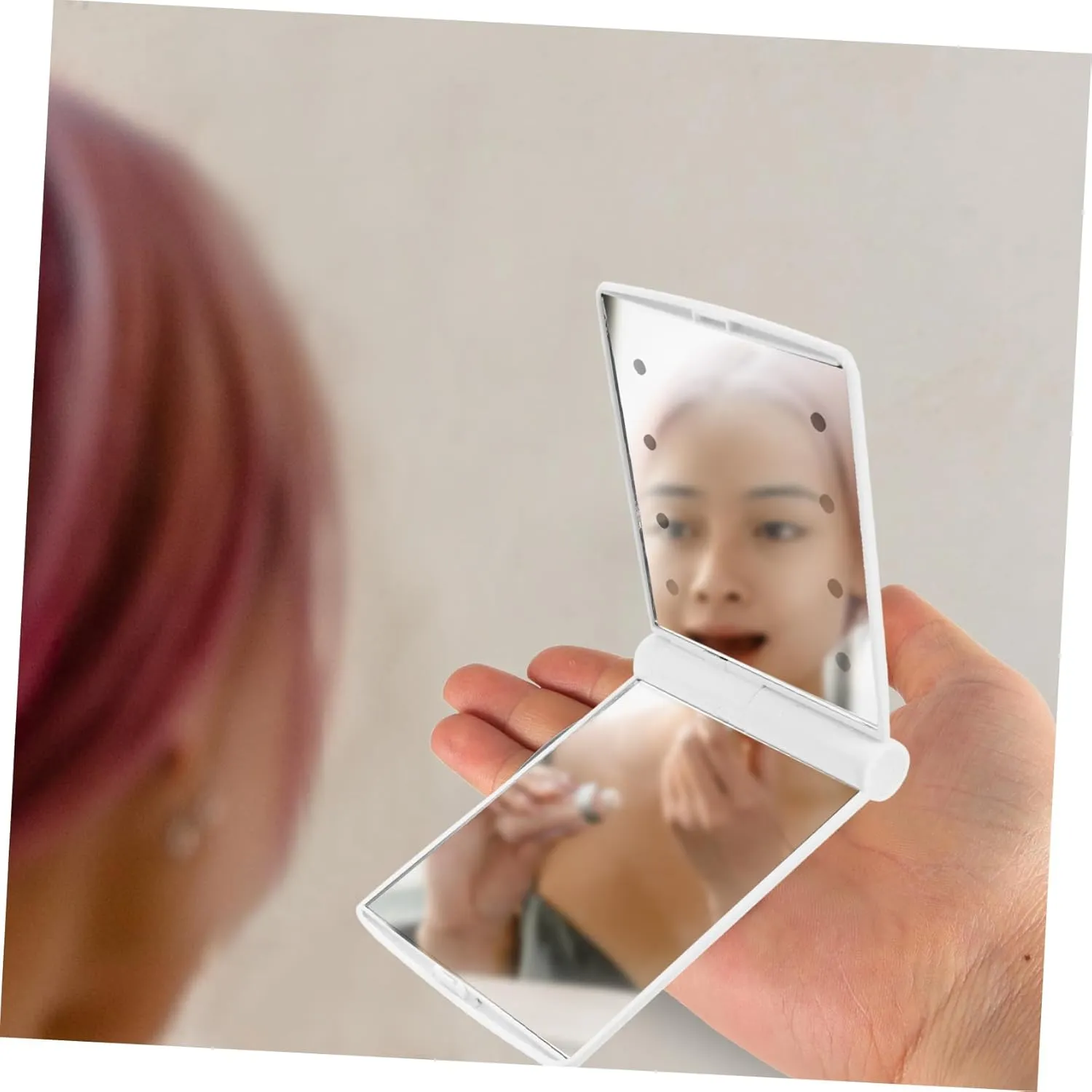 NOLITOY 3pcs Led Folding Lighted Makeup Mirror Portable Travel Compact Vanity Mirror for Women for Makeup Artists Convenient Led Use