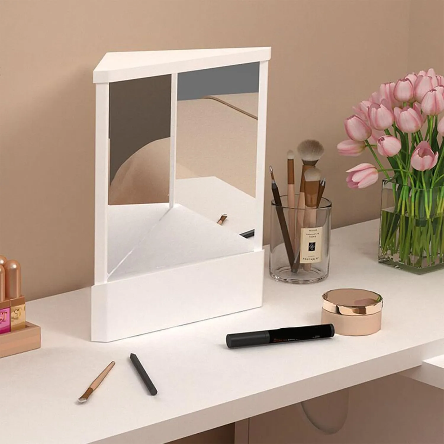 Non-Reversing Mirror,True Mirror,True Mirror Non-Reversing,Tabletop Makeup Vanity Stand Mirrors,Reversal Small Cosmetic Mirror Real Reflections Beauty Mirror for Your Face (08#)