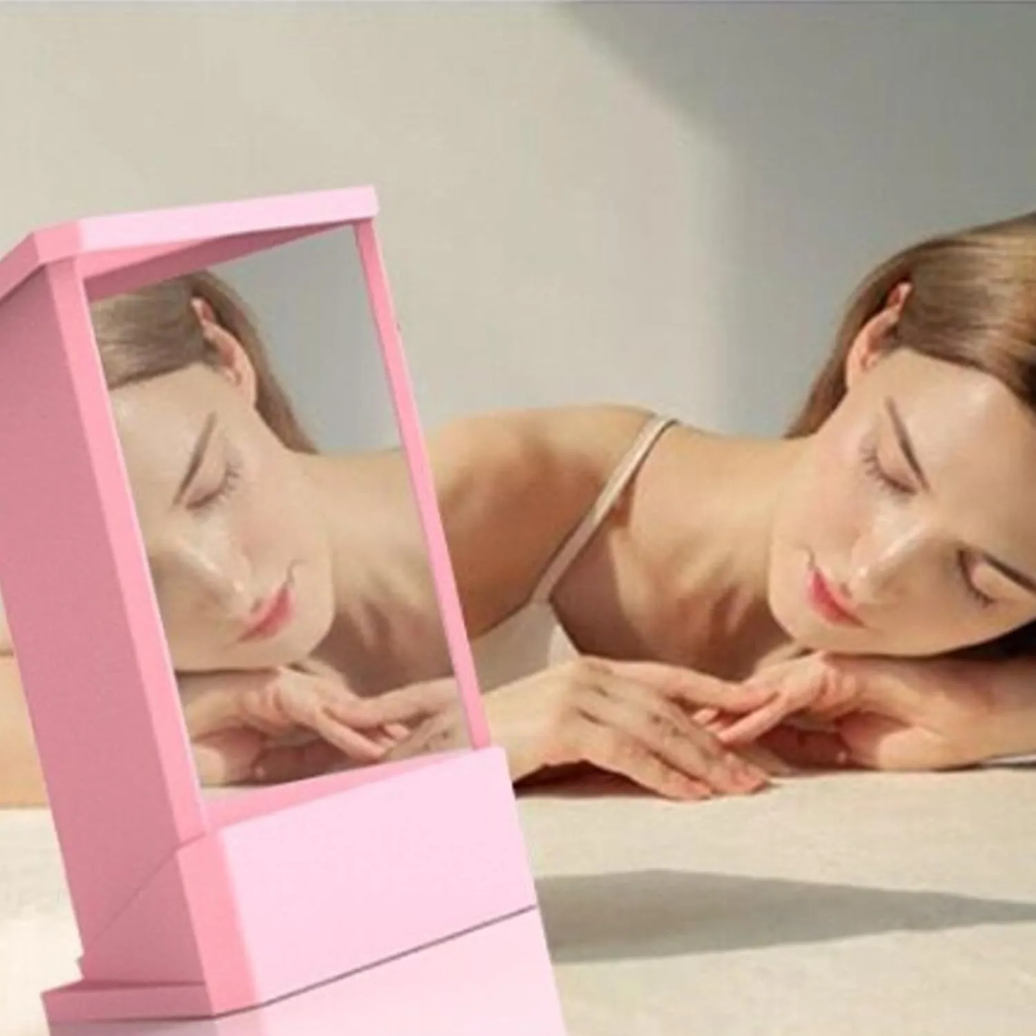 Non-Reversing Mirror,True Mirror,True Mirror Non-Reversing,Tabletop Makeup Vanity Stand Mirrors,Reversal Small Cosmetic Mirror Real Reflections Beauty Mirror for Your Face (08#)
