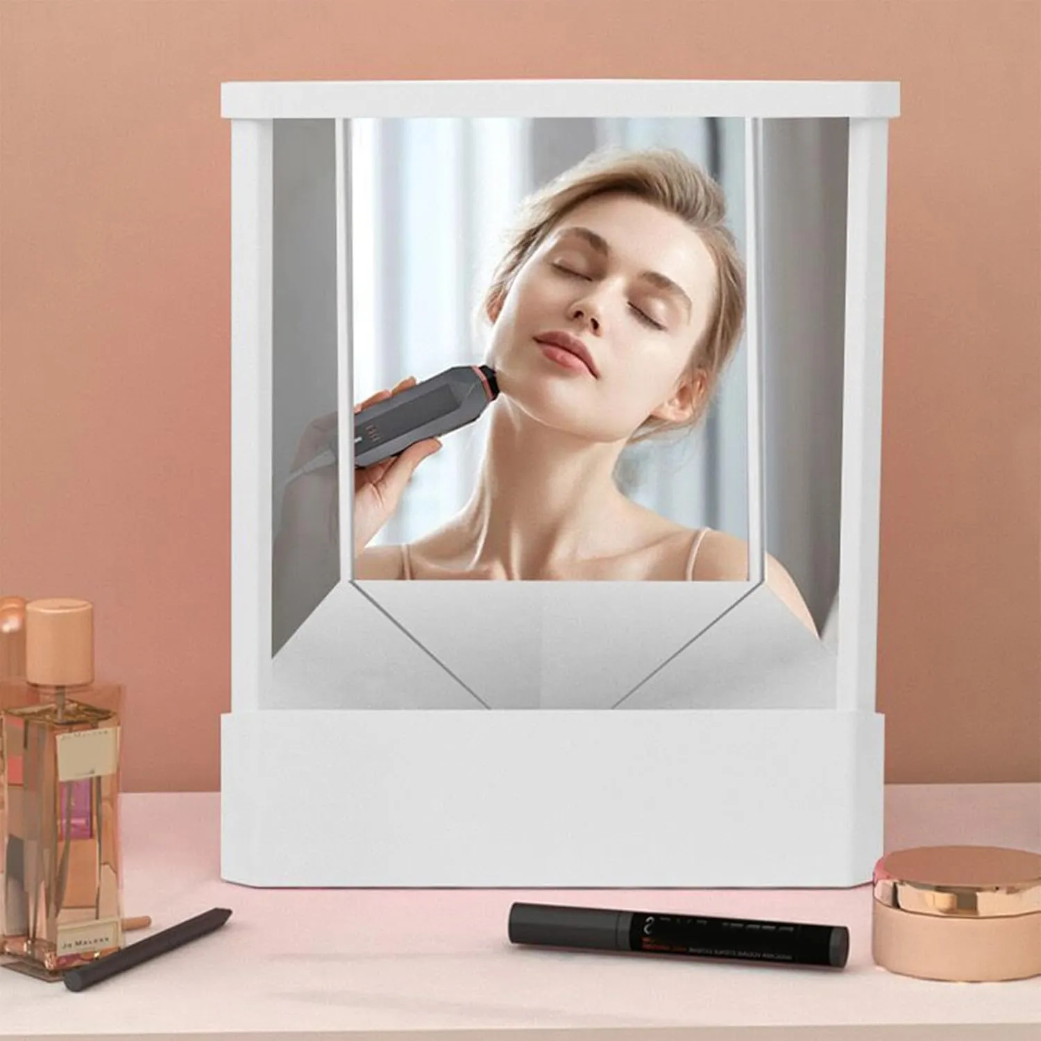 Non-Reversing Mirror,True Mirror,True Mirror Non-Reversing,Tabletop Makeup Vanity Stand Mirrors,Reversal Small Cosmetic Mirror Real Reflections Beauty Mirror for Your Face (08#)