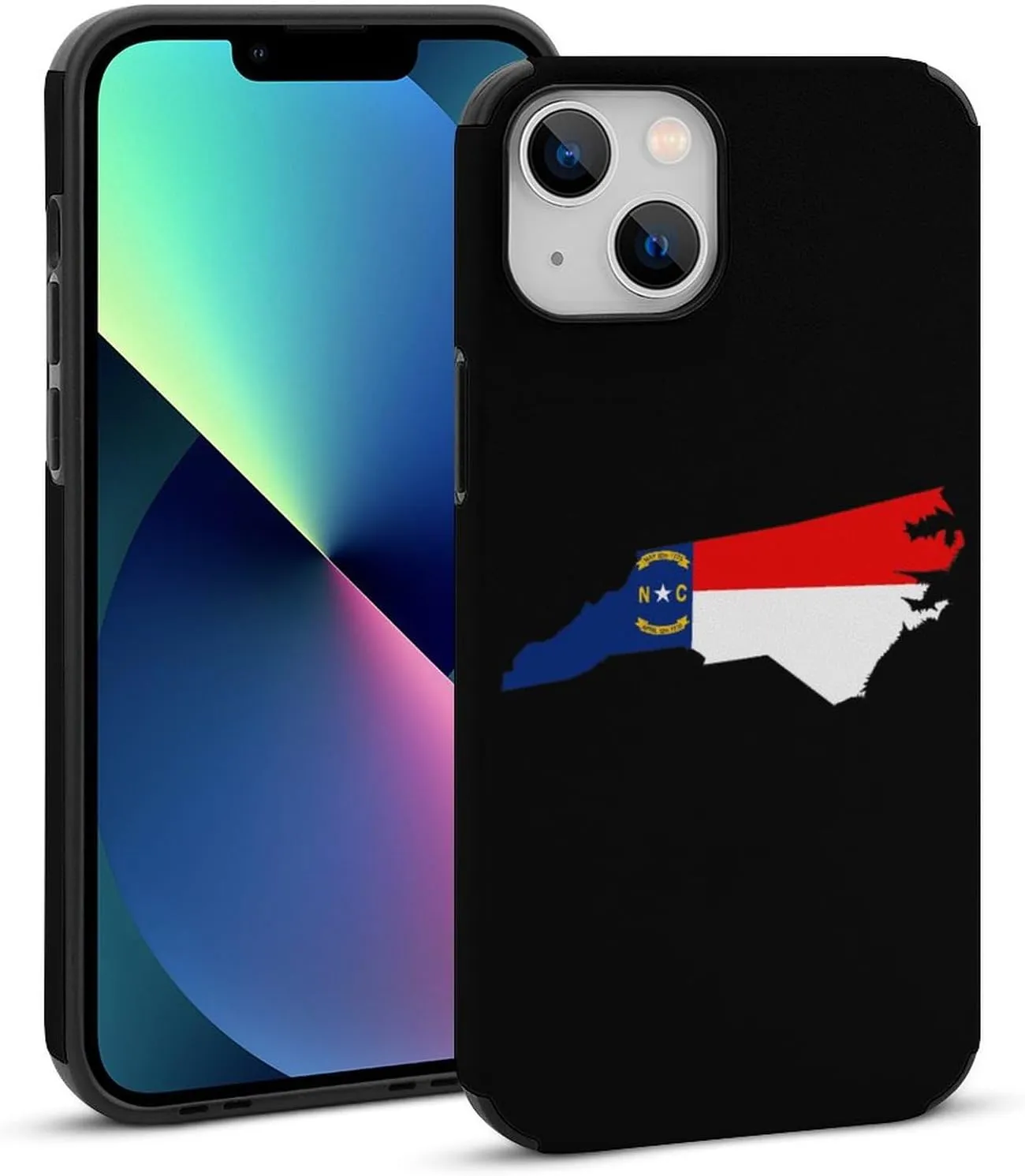 North Carolina State Flag Map Compatible with iPhone 13 Case Shockproof Anti-Scratch Soft Case Fiber Skin