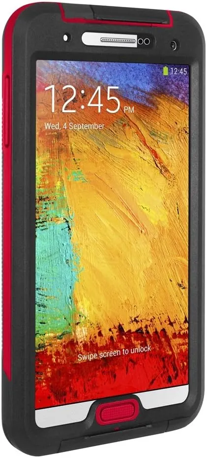 OBEX Waterproof Case for Samsung Galaxy Note 3 - Retail Packaging - Black with Red