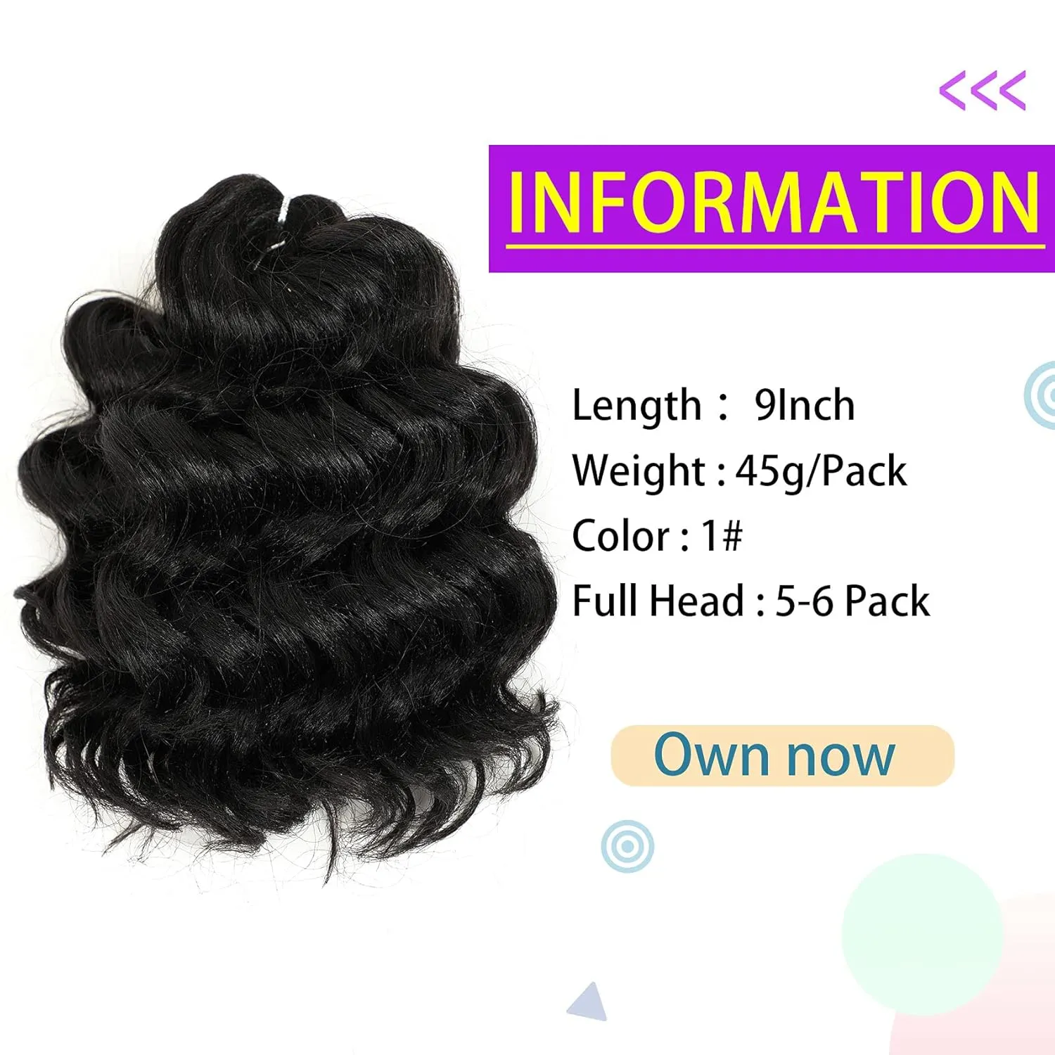 Ocean Wave Crochet Hair Deep Wave Crochet Hair Water Wave Crochet Hair For Black Women Synthetic Crochet Braiding Hair Extensions 8 Packs (9 Inch 1#)