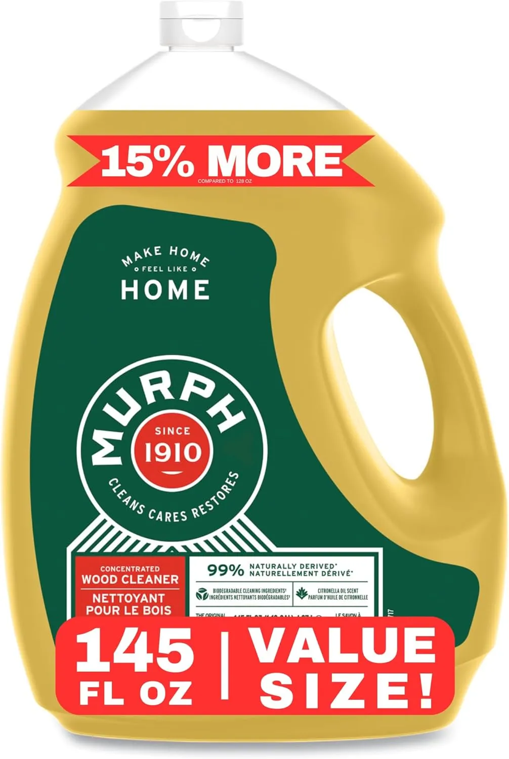 Oil Soap Wood Cleaner, Original Concentrated Formula 145 oz Bottle, with a PD Bag