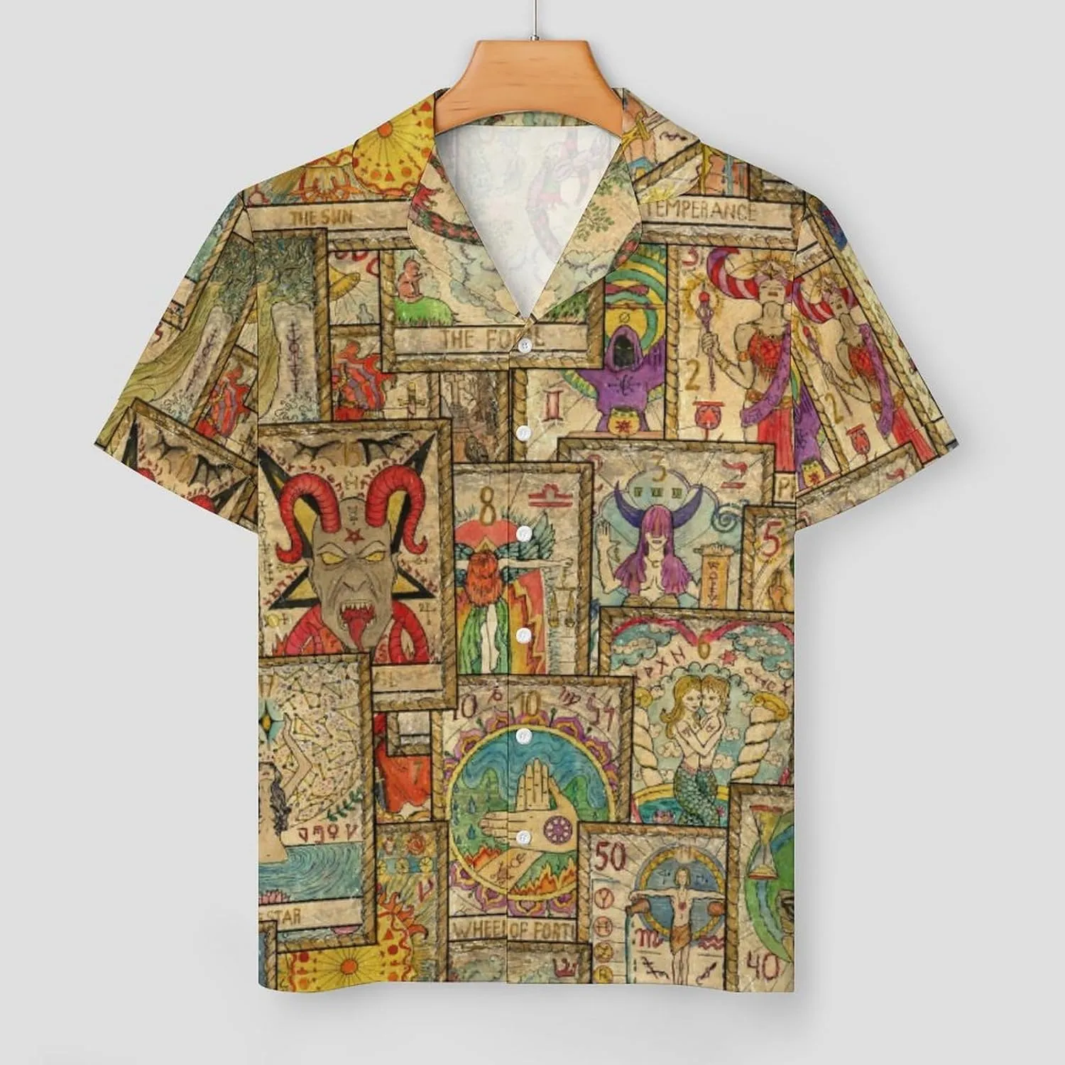 Old Tarot Cards in Vertical Layout Women's Pajamas Set Short Sleeve Sleepwear Button Down Soft 2 Piece Lounge Sets