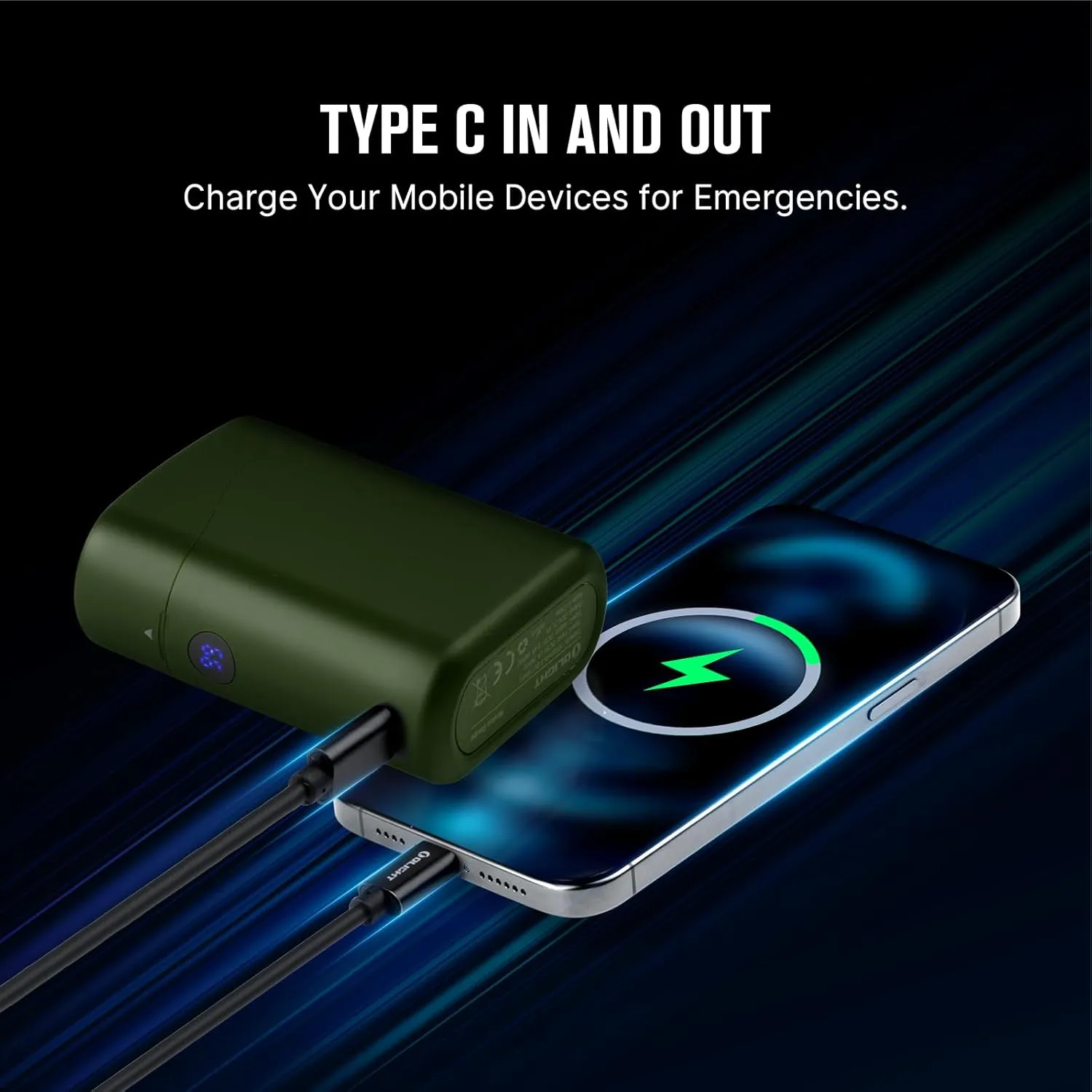 OLIGHT Baton4 Premium Edition EDC Flashlights 1300 Lumens with Type-C Charging Box, Powered by Rechargeable Battery, Small Bright Light IPX8 Waterproof for Emergencies Outdoors (OD Green)