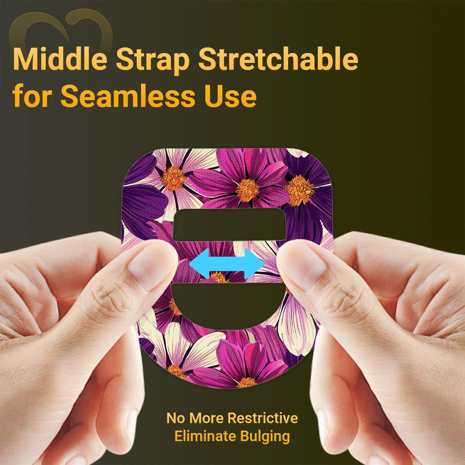 Omnipod 5 Adhesive Patches Waterproof, 20 Pack Amolyfe Omnipod Overpatches with Stretchable Strap, Breathable, Long-Lasting Medical Adhesive, Premium Hinged Tin (B.Flower)