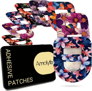Omnipod 5 Adhesive Patches Waterproof, 20 Pack Amolyfe Omnipod Overpatches with Stretchable Strap, Breathable, Long-Lasting Medical Adhesive, Premium Hinged Tin (B.Flower)