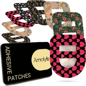 Omnipod 5 Adhesive Patches Waterproof, 20 Pack Amolyfe Omnipod Overpatches with Stretchable Strap, Breathable, Long-Lasting Medical Adhesive, Premium Hinged Tin (Heart)