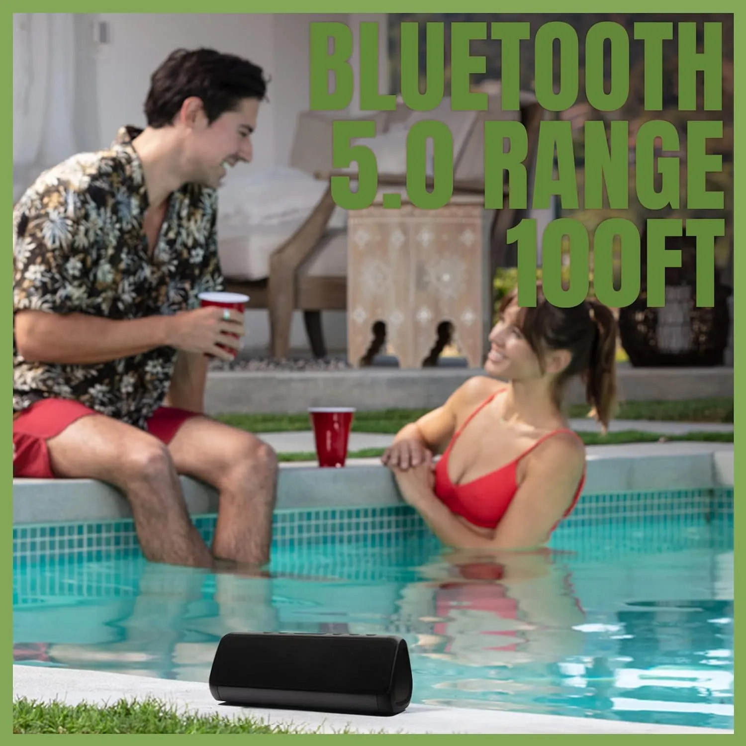 OontZ Pro Waterproof Bluetooth Speaker, 21-Watts Louder Volume, Exceptional Sound & Bass, 100ft Wireless Range, Play Two Together for Dual Stereo, Bluetooth Speakers (Black)