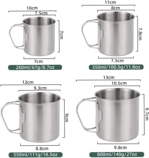 Outdoor camping 304 stainless steel cup portable foldable water cup mountaineering single-layer cup(260ml)