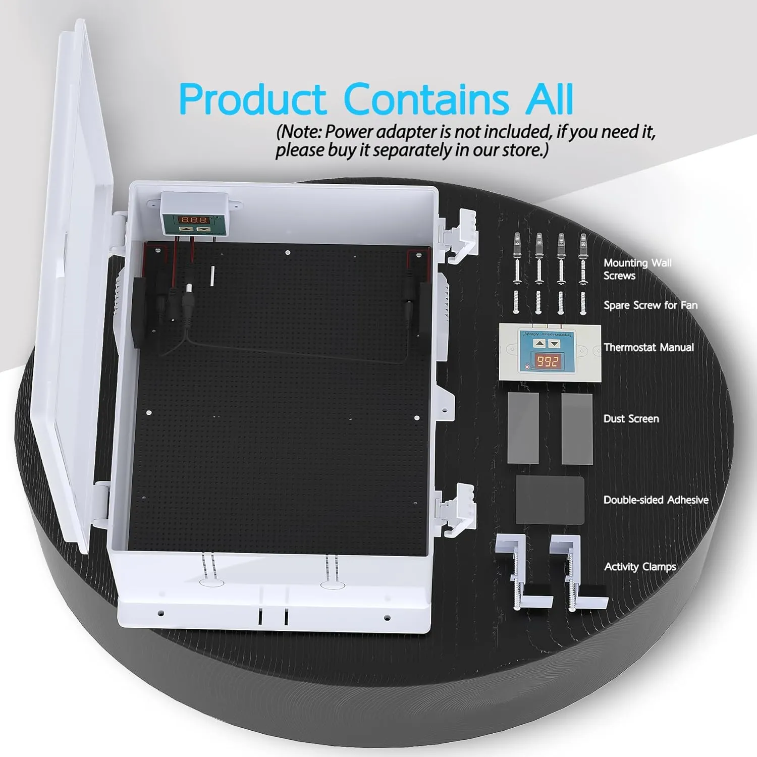 Outdoor Electrical Box, Waterproof Electrical Junction Box IP65 ABS Plastic Enclosure with Fan & Thermostat, Mounting Plate and Hinged Lid (15.7" H x 11" L x 5.9" W)