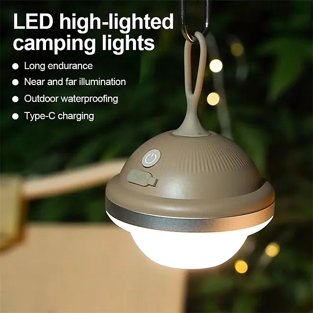 Outdoor LED Camping Light, USB Rechargeable Waterproof Night Lantern, 3 Adjustable Color Temperatures, Portable Tent Light 1pc