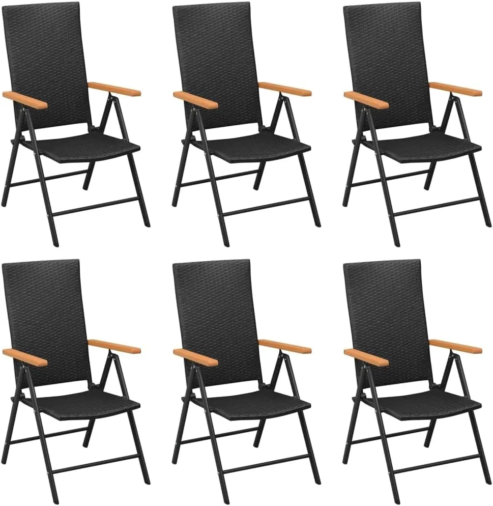 Outdoor Patio Furniture,7 Piece Patio Dining Set Black and Brown Poly RattanDesigned for Camping, Resting, Outdoors.