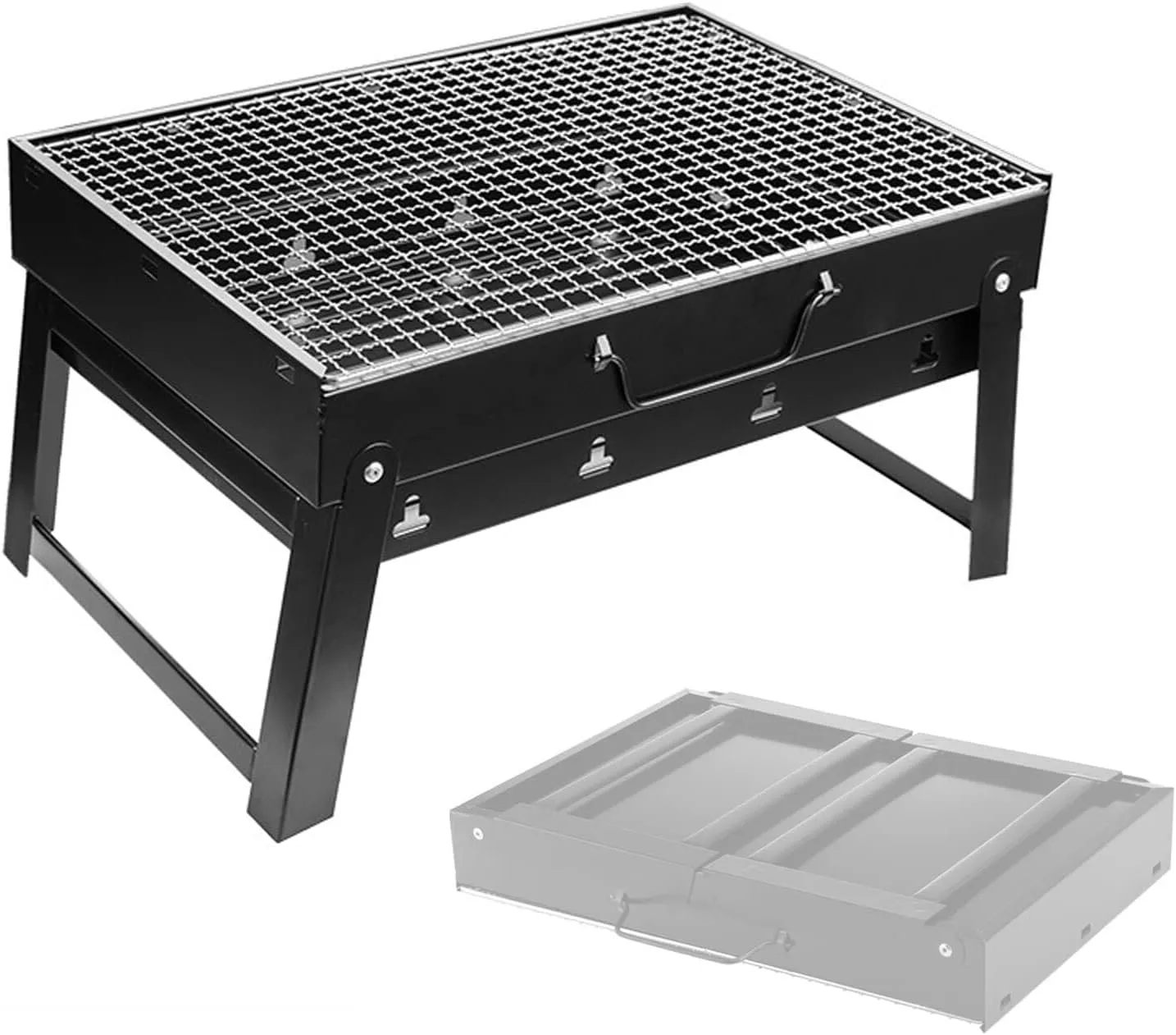 Outdoor Portable Barbecue Grill, Folding Charcoal BBQ Grill for Small Households, Compact Black Steel Design, Fast Storage (S Size, 35CM)(S(Length 35CM))