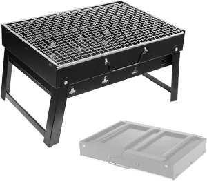 Outdoor Portable Barbecue Grill, Folding Charcoal BBQ Grill for Small Households, Compact Black Steel Design, Fast Storage (S Size, 35CM)(S(Length 35CM))
