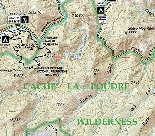 Outdoor Trail Maps Poudre Canyon - Colorado Topographic Hiking Map (2020)