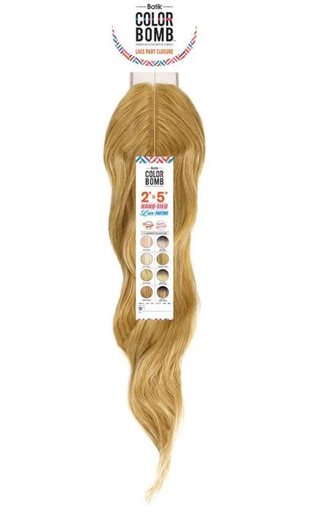 Outre Batik Colorbomb Lace Part Closure Long Length Wavy Style Synthetic Hair Pieces - 2X5 CLOSURE-LOOSE WAVE (Champagne-Blonde)