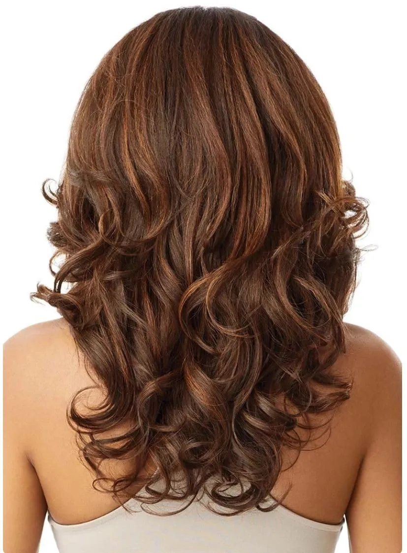 Outre LACEFRONT PERFECT HAIR LINE Glamorous Wavy Fully Hand-Tied 13”x 6” Frontal HD Baby Hair Transparent Lace Easy-to-Style Heat Friendly - JULIANNE (DR4/GDNHNBL)