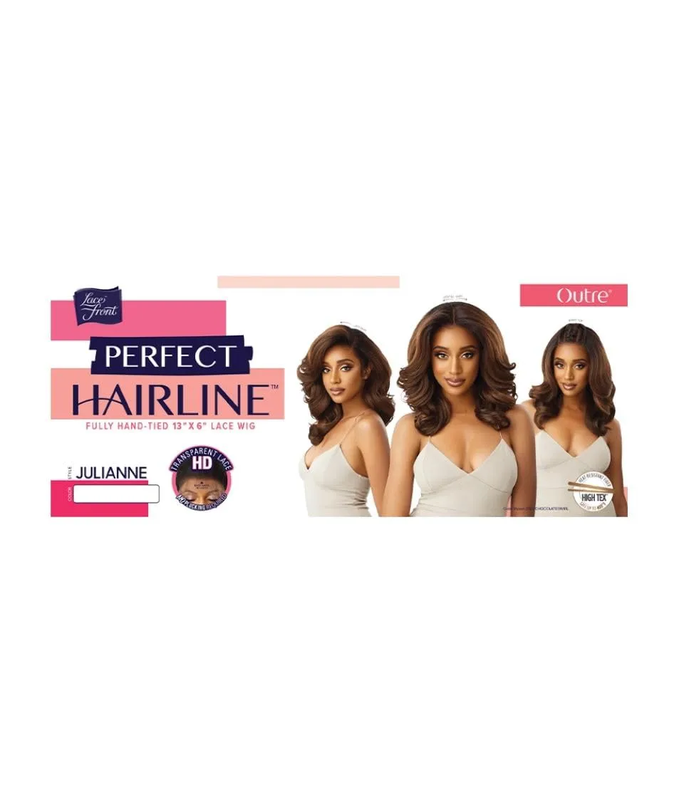 Outre LACEFRONT PERFECT HAIR LINE Glamorous Wavy Fully Hand-Tied 13”x 6” Frontal HD Baby Hair Transparent Lace Easy-to-Style Heat Friendly - JULIANNE (DR4/GDNHNBL)