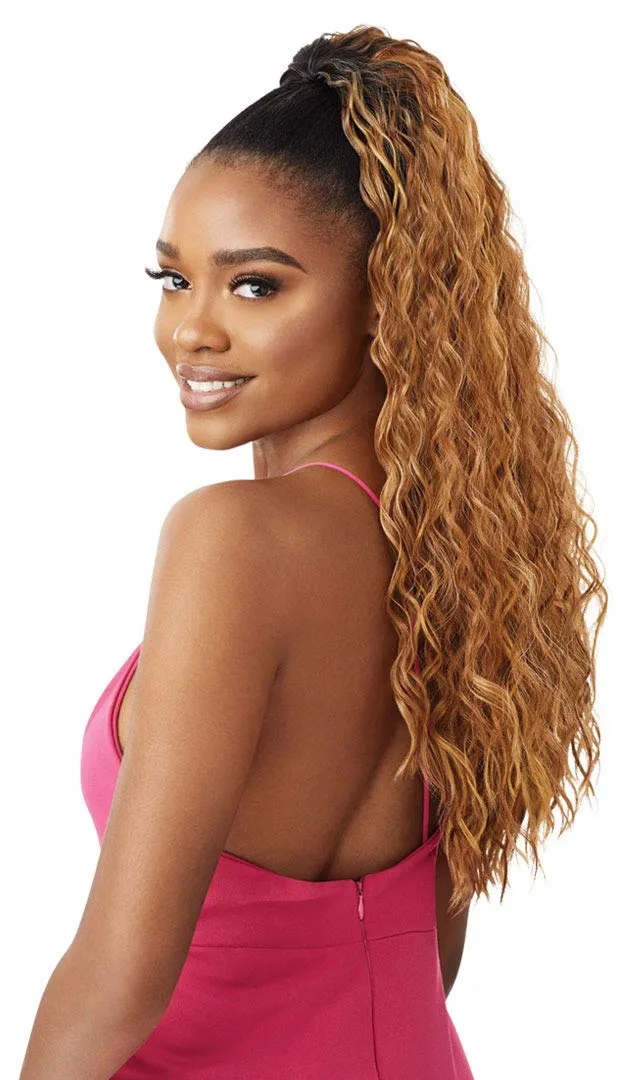 Outre PRETTY QUICK DRAWSTRING PONY Long Curly Wave Ponytail Premium Synthetic Heat Resistant Secure Fit Quick Easy Styling Soft Feel Natural Luster - JOVANI (DR2/TMS)