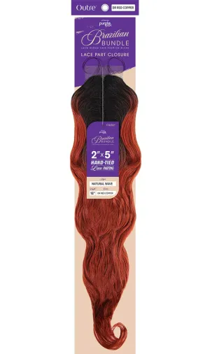Outre PURPLE PACK Brazilian Bundle Hand-Tied Lace Part Closure 18 Inch Wave 100% Human Hair Premium Blend flawless finish - 2X5 CLOSURE NATURAL WAVE 18 (JBLK)