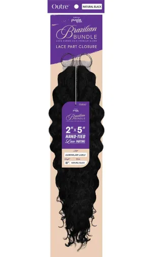 Outre PURPLE PACK BRAZILIAN BUNDLE LACE PART CLOSURE 2"X 5" Hand Tied, 18 Inch Perfect Flawless Finish Bundle-Inspired Lines Human Hair Blend - DOMINICAN CURLY (NA)