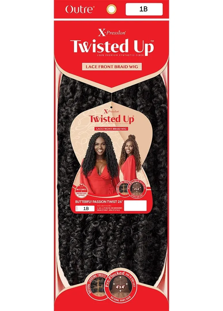 Outre Synthetic Twisted Up 4X4 HD Braid Lace Wig - BUTTERFLY PASSION TWIST 26 (Color:2T1B/30)