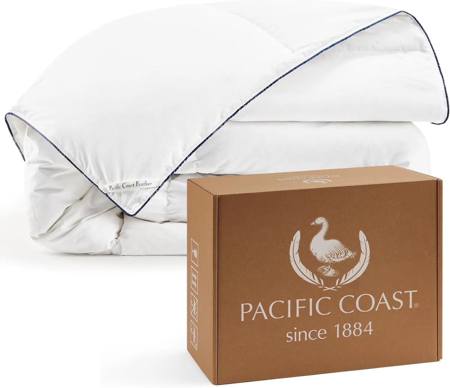 Pacific Coast Down Comforters Twin Size, 100% Cotton Duvet Insert, Extra Fluffy White Comforter, Ultra-Soft, Breathable, All Season Hotel Luxury Bedding Comforters, 8 Corner & Center Loops (68"x90")