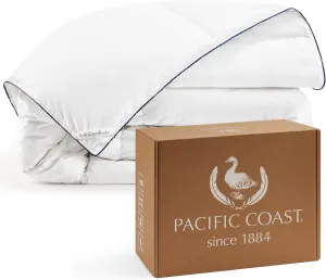 Pacific Coast Down Comforters Twin Size, 100% Cotton Duvet Insert, Extra Fluffy White Comforter, Ultra-Soft, Breathable, All Season Hotel Luxury Bedding Comforters, 8 Corner & Center Loops (68"x90")