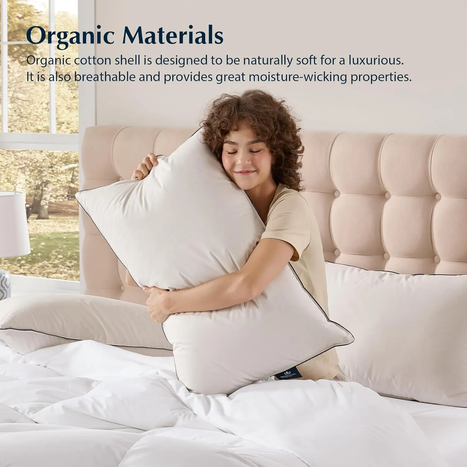 Pacific Coast Down Pillow with Organic Cotton Shell, Luxury Hotel Collection Bed Pillow for Sleeping, Suit for Back and Stomach Sleepers, King Size