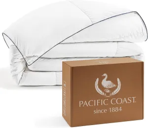 PACIFIC COAST Goose Feather Down Fiber Comforters Twin Size, Extra Fluffy White Duvet Insert, Ultra-Soft, Breathable, All Season Hotel Luxury Bedding Comforters, 8 Corner & Center Loops (68"x90")