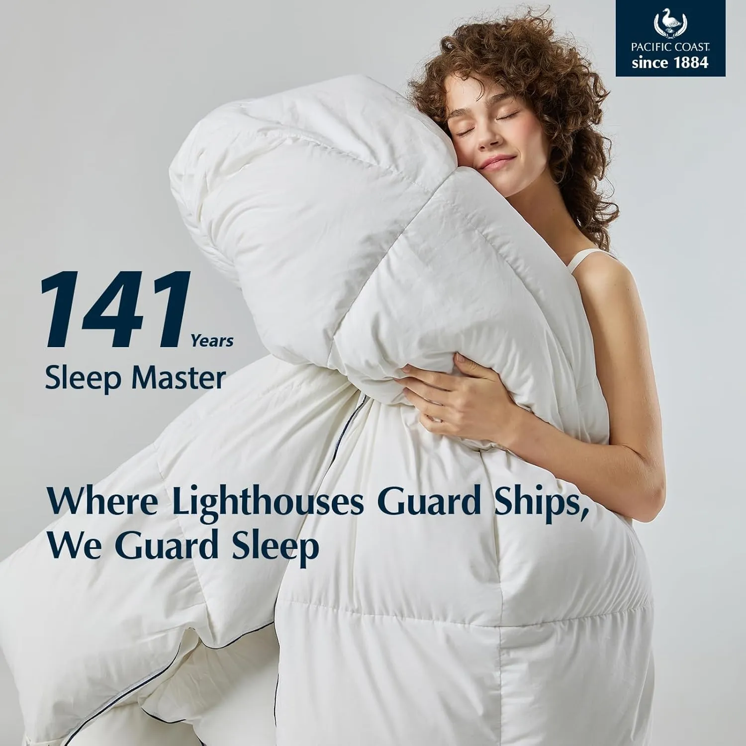 PACIFIC COAST Goose Feather Down Fiber Comforters Twin Size, Extra Fluffy White Duvet Insert, Ultra-Soft, Breathable, All Season Hotel Luxury Bedding Comforters, 8 Corner & Center Loops (68"x90")