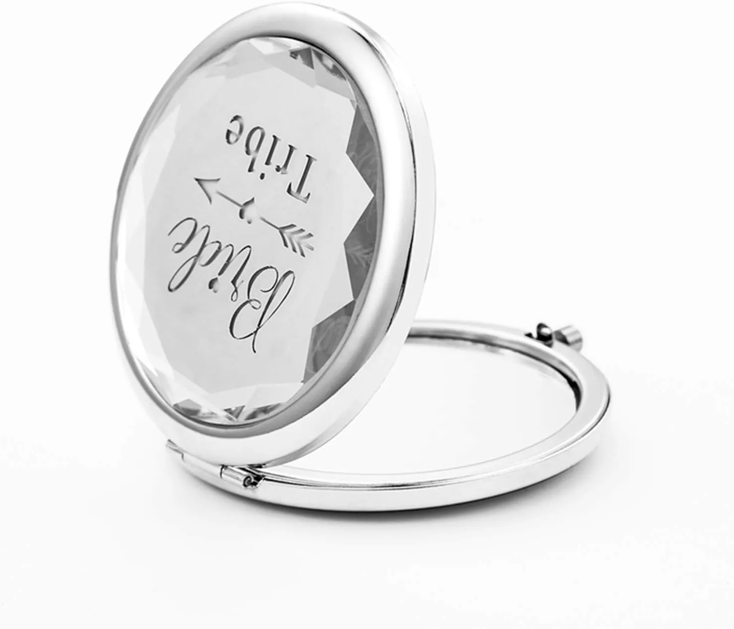 Pack of 7 Compact Pocket Makeup Mirrors Set Include 1 Bride to Be Mirror and 6 Bride Tribe Mirrors Bachelorette Party Bridesmaid Proposal Gifts(Silver)