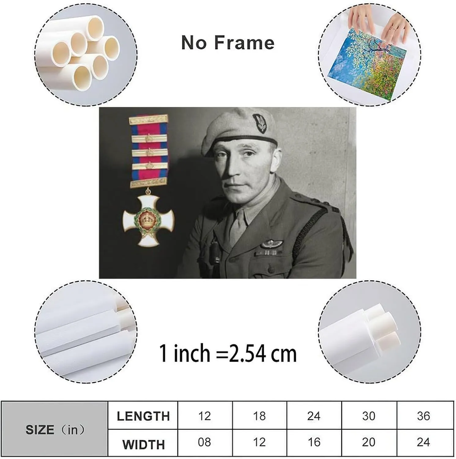 Paddy Mayne British Army Officer Portrait Poster 3 Canvas Painting Posters And Prints Wall Art for Living Room Bedroom Decor 18x12inch(45x30cm)