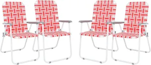 Patio Lawn Webbed Folding Chairs Set of 2/4-Beach Portable Dining Chairs for Outdoor Yard Garden Camping BBQ Picnic