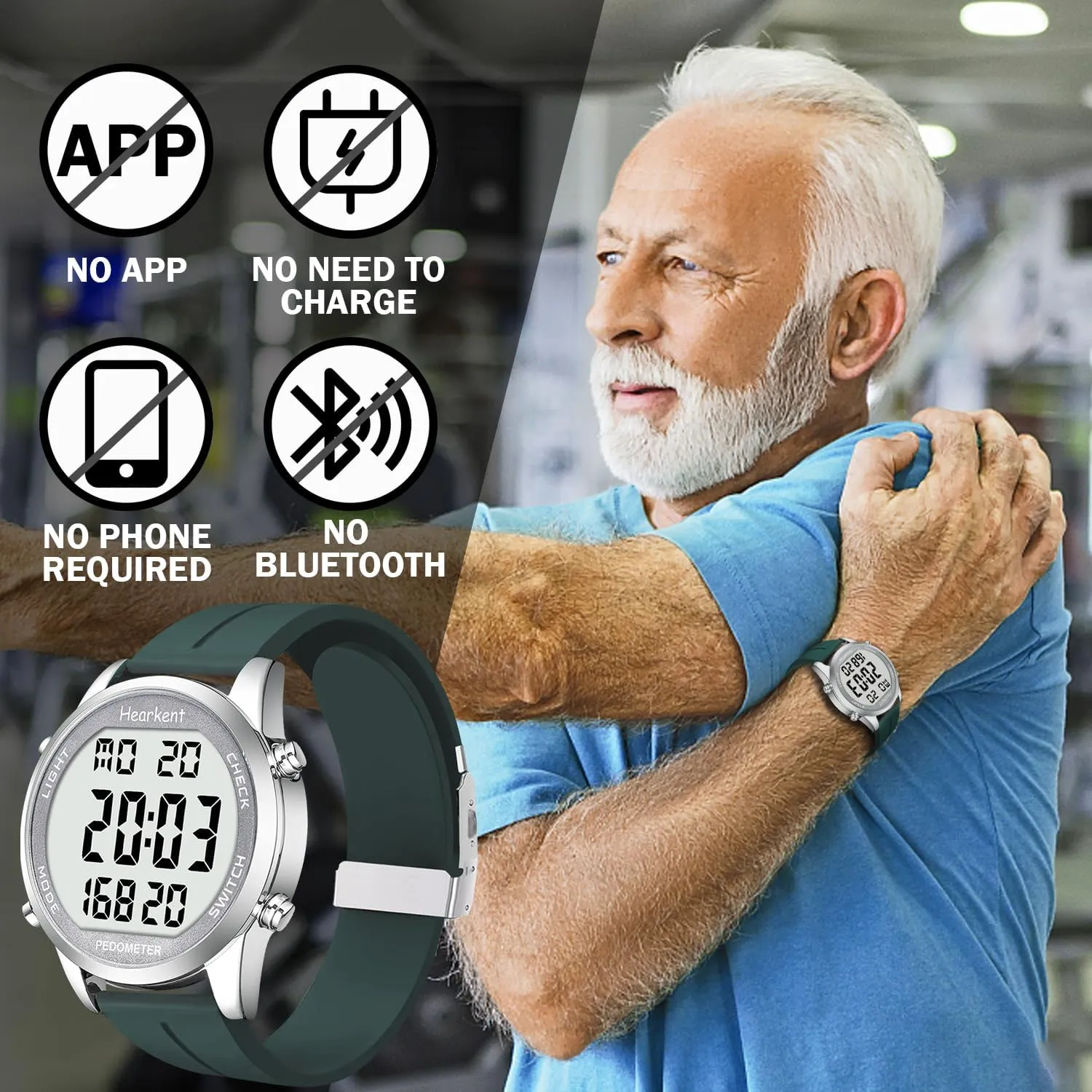 Pedometer Watch for Walking for Senior No App Required with Steps Calories Counter and LCD Large Numbers