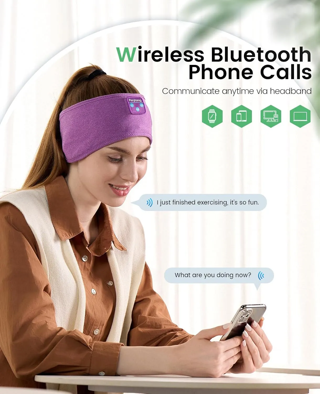 Perytong Sleep Headphones Bluetooth Headband, Sports Wireless Earphones Sleeping Earbuds with Ultra-Thin HD Stereo Speaker Headphones for Sleeping Workout Running Cool Gadgets Unique Gifts